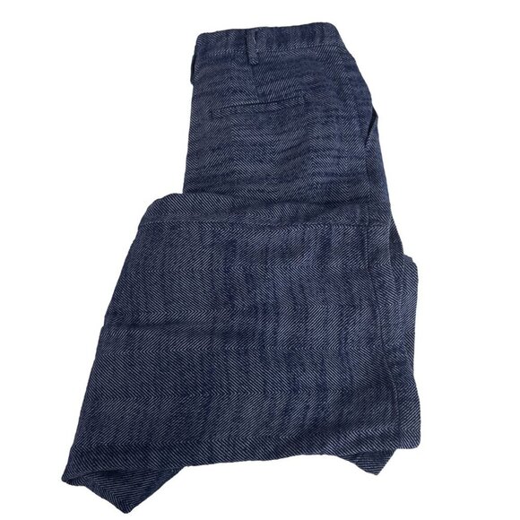 Urban Outfitters Herringbone Pleated Wide-Leg Trouser Pants Cotton Blue Women S - Picture 9 of 12